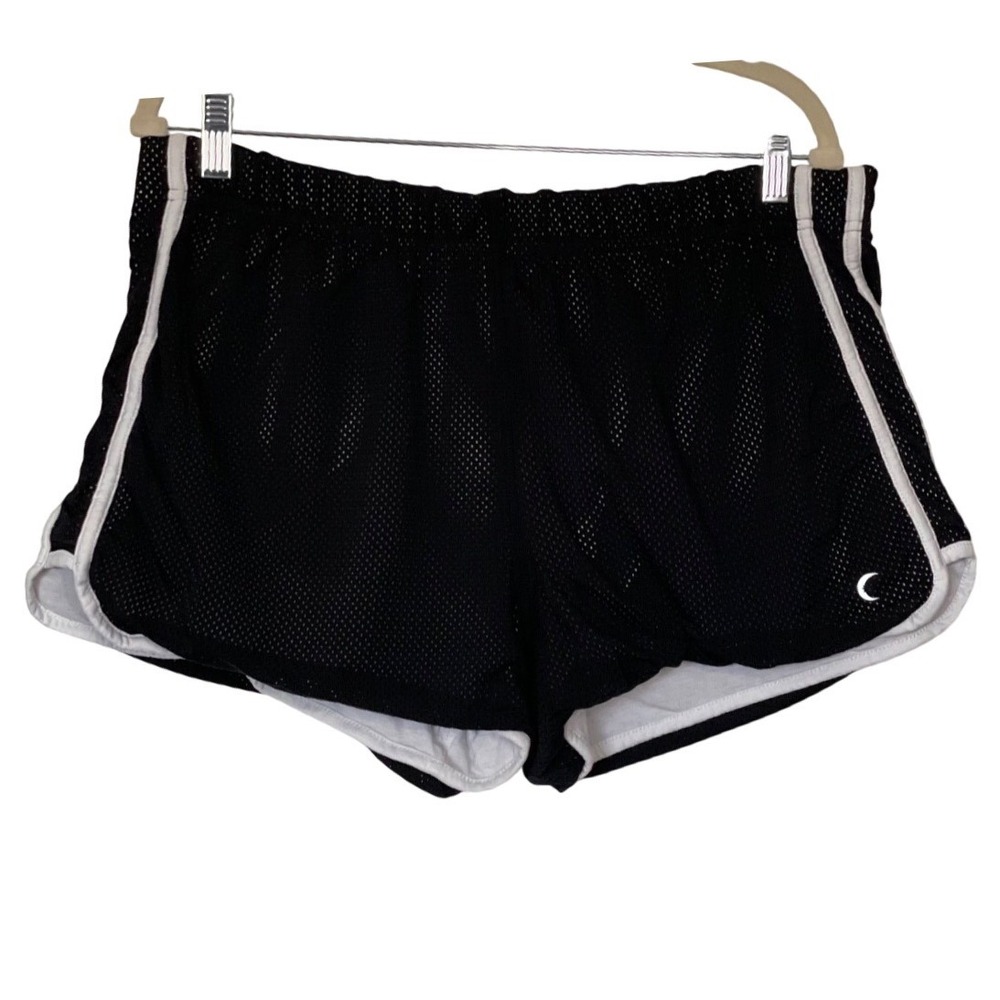 Zyia Active Mesh Athletic Shorts Women XXL Black White Striped Dolphin Hem